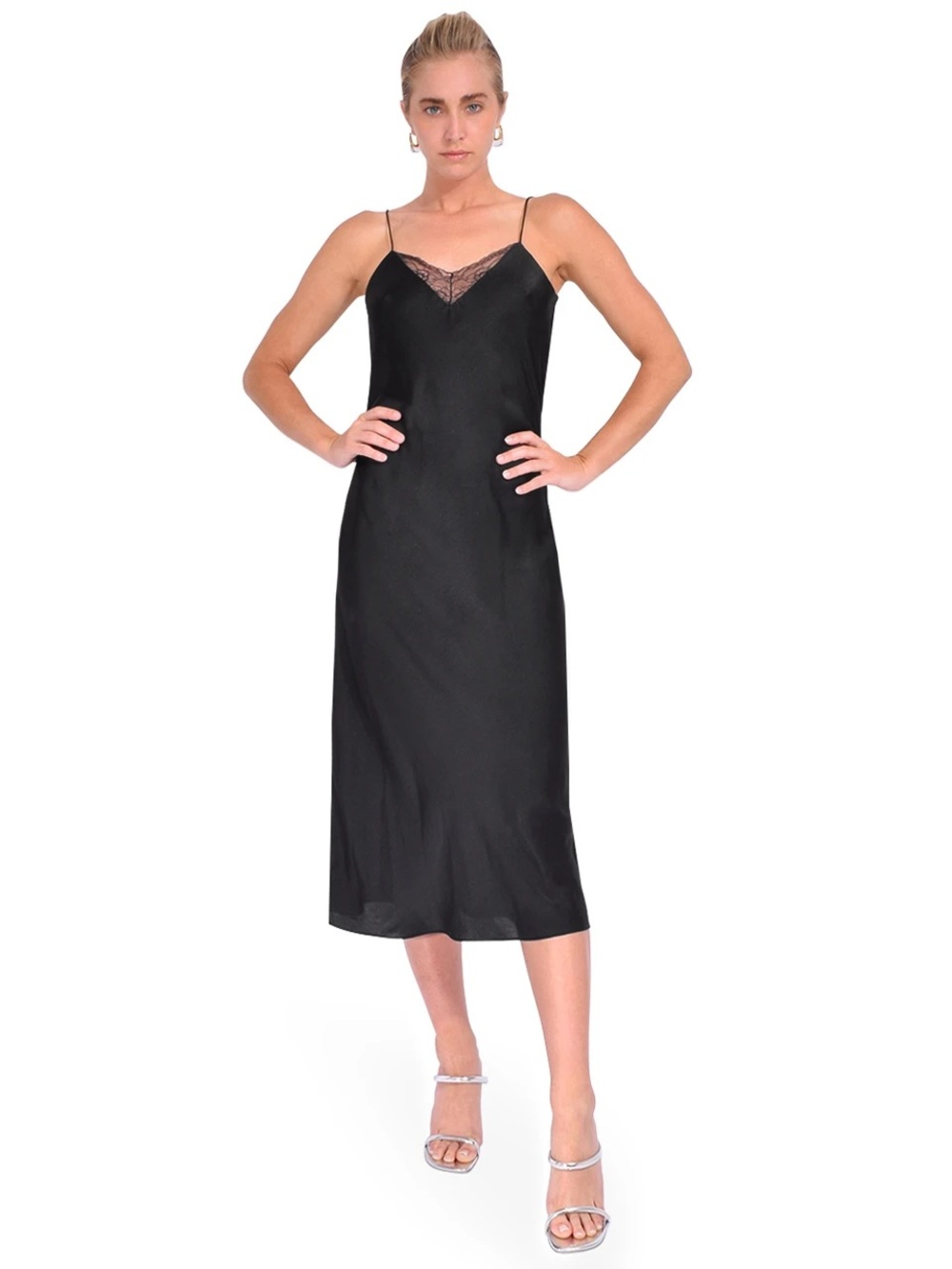 ba&sh Black Lace-Trim Slip Dress